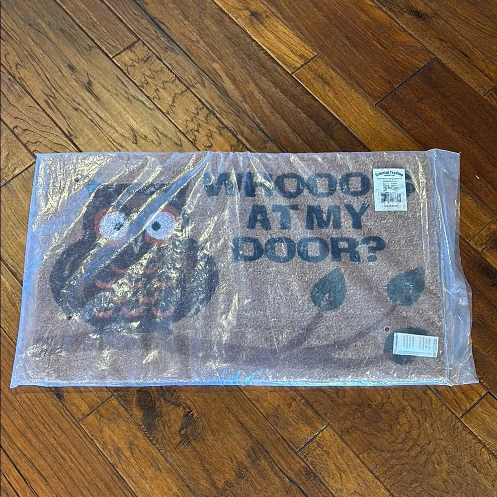 Owl Design Doormat - Brown and Green